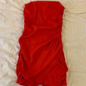 Zara Red Ruched Mini Dress